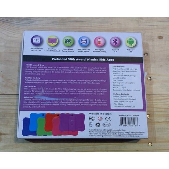Contixo kids 7" learning tablet V9-3-32- purple1 - Picture 2 of 5